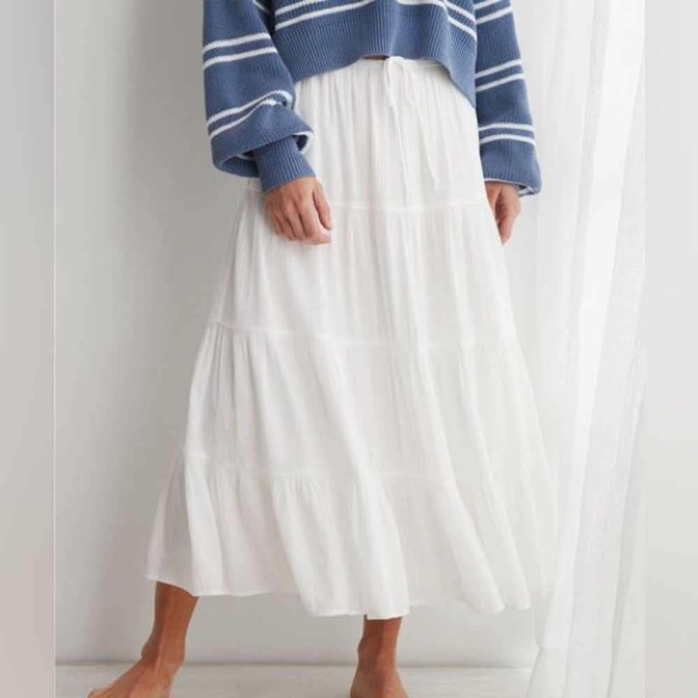 Aerie Beach Club Tiered Maxi Skirt